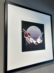 Mor Siyah Beyaz Kağıt Paspartu Rölyef 60x60 cm | Tablo | Duvar Aksesuarı