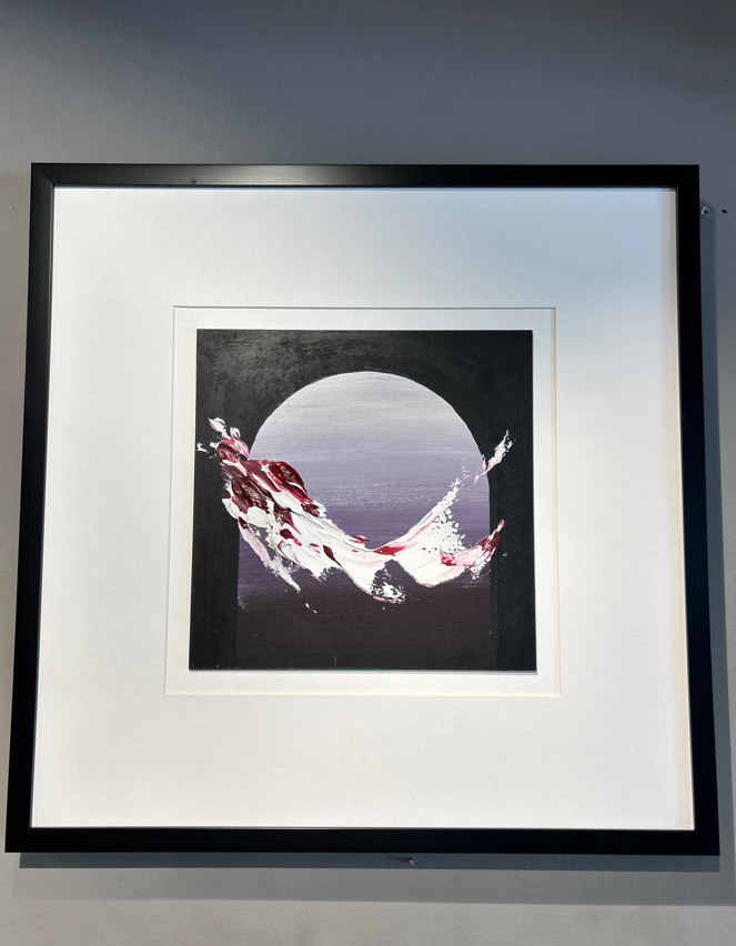 Mor Siyah Beyaz Kağıt Paspartu Rölyef 60x60 cm | Tablo | Duvar Aksesuarı