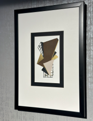 Kahve Siyah Gold Beyaz Kağıt Paspartu Rölyef 35x50 cm | Tablo | Duvar Aksesuarı