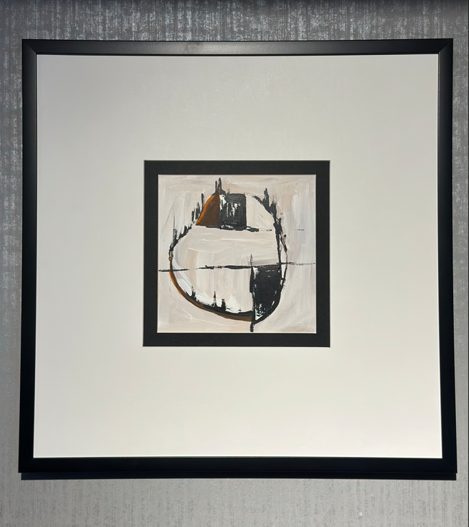 Turuncu Siyah Gold Beyaz Kağıt Paspartu Rölyef 60x60 cm | Tablo | Duvar Aksesuarı