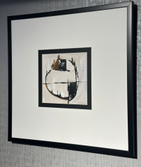 Turuncu Siyah Gold Beyaz Kağıt Paspartu Rölyef 60x60 cm | Tablo | Duvar Aksesuarı