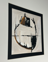 Turuncu Siyah Gold Beyaz Kağıt Paspartu Rölyef 60x60 cm | Tablo | Duvar Aksesuarı