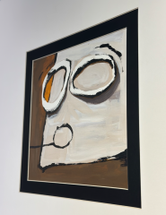 Turuncu Siyah Gold Beyaz Kağıt Paspartu Rölyef 60x60 cm | Tablo | Duvar Aksesuarı