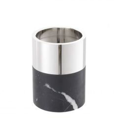 Candle Holder Sierra Black marble | nickel finish set of 3 12x25 - 12x20 - 12x16 cm | 3'lü Set Mermer Nikel Mumluk - Şamdan