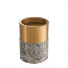 Candle Holder Sierra Grey marble ( 113286)| brushed brass finish set of 3 12x25 - 12x20 - 12x16 cm | 3'lü Set Mermer Bronz Mumluk - Şamdan