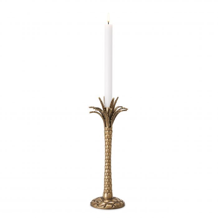 Candle holder palm desert vintage brass finish ø13xh.36 cm | Pirinç Şamdan