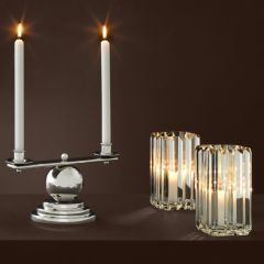 Candle holder howell crystal glass 12x12xh.20,5 cm | Kristal Tealight - Mumluk