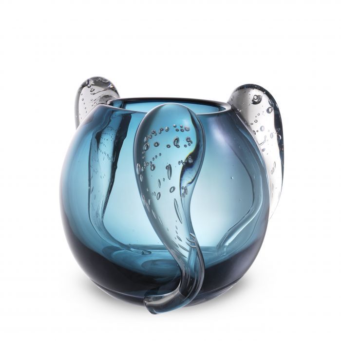 Vasa sianluca S Hand blown glass | blue colour ø23xh.24 cm | Cam Vazo - Mumluk