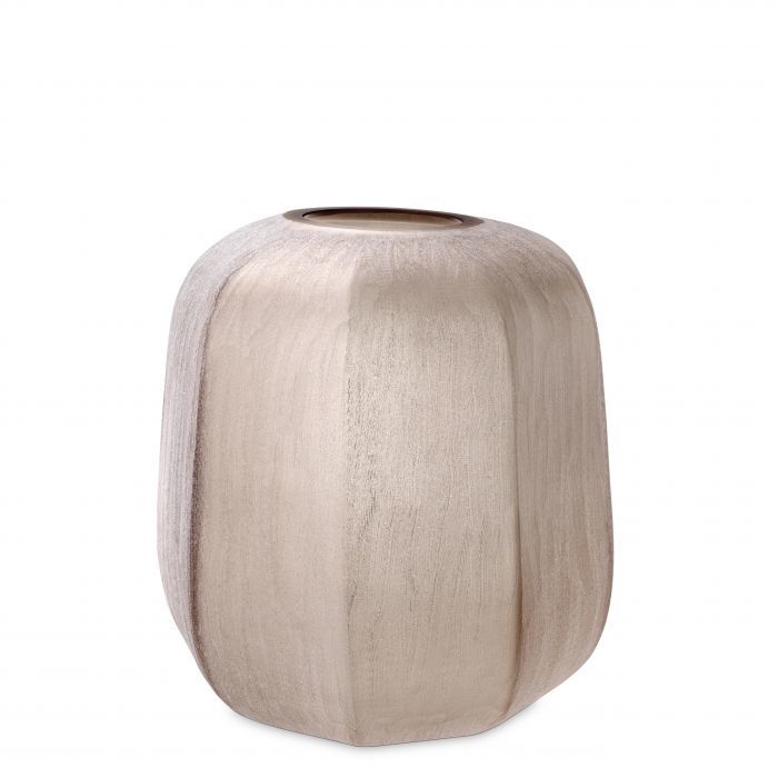 Vase avance hand blown glass | sand colour 33X32 cm | Cam Vazo - Mumluk