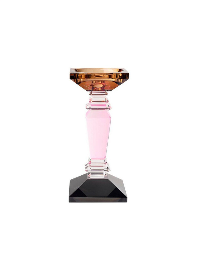 Candle Holder Diva Pink Amber Black 9x9x19,7 cm | Kristal Şamdan