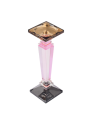 Candle Holder Diva Pink Amber Black 9x9x28 cm | Kristal Şamdan