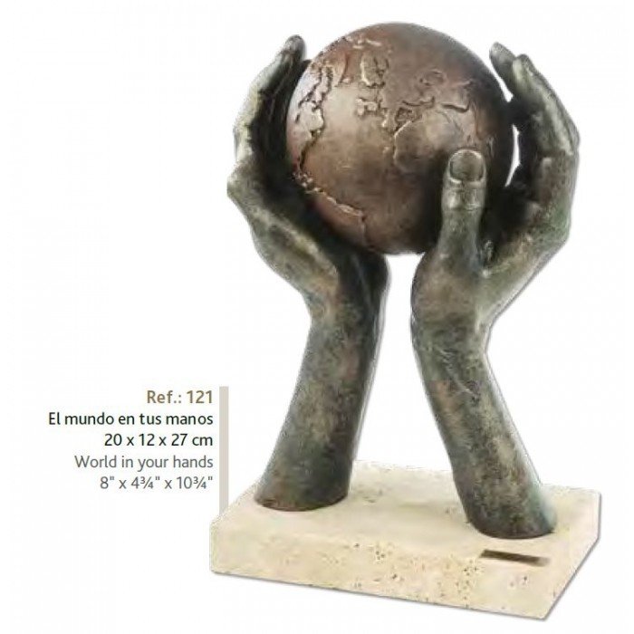 World in your hands 20*12*27 cm | Bronz & Kil & Mermer Heykel
