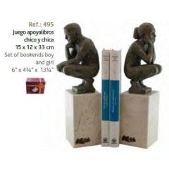 Bookends boy and girl set of 2 15x12x33 cm | Bronz & Kil & Mermer Heykel - Kitap Tutucu