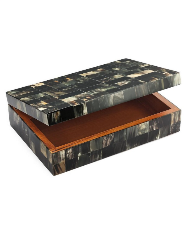 Box Present Natural 37x26x10 cm | Dekoratif Ahşap Sedefli Kutu