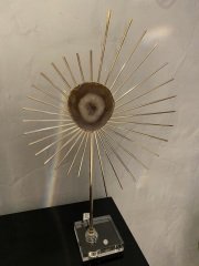 Table centre piece agate stone gold finish 33x10x53 cm | Dekoratif Obje