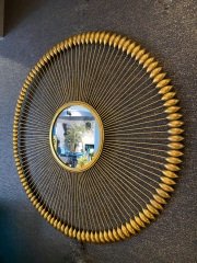 Mirror glass/metal golden 90x3x90cm | Duvar Aynası