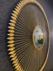 Mirror glass/metal golden 90x3x90cm | Duvar Aynası