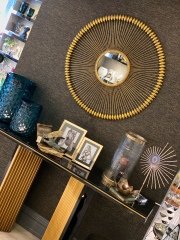 Mirror glass/metal golden 90x3x90cm | Duvar Aynası