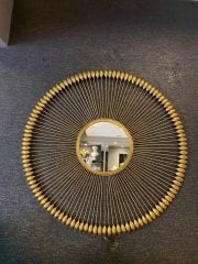 Mirror glass/metal golden 90x3x90cm | Duvar Aynası