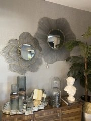 Mirror glass/metal golden/nickel 79x3x71cm | Duvar Aynası
