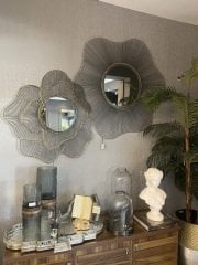 Mirror glass/metal golden/nickel 99x3x99cm | Duvar Aynası