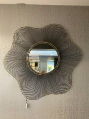 Mirror glass/metal golden/nickel 99x3x99cm | Duvar Aynası