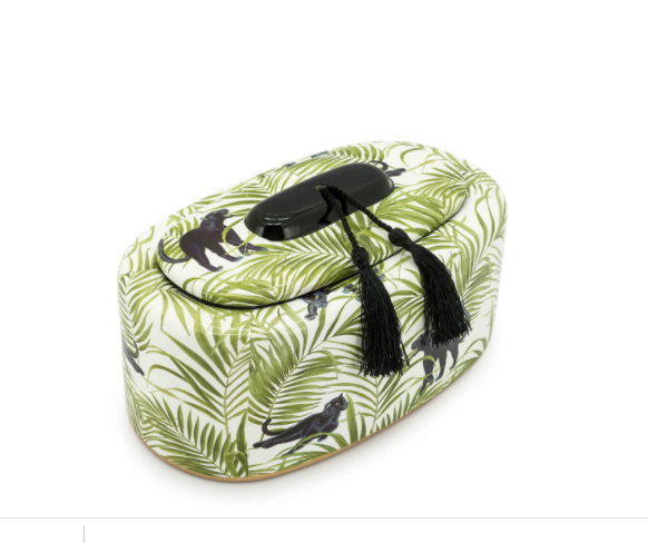 Ceramic box with puma pattern S 32x19x16 cm  | Dekoratif Küp