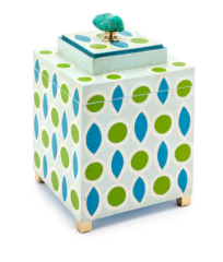 Wooden box turquoise blue green with turquoise stone 23x23x22 cm | Dekoratif Kutu