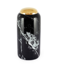 Ceramic box marble pattern with gold chromed cap 16x35 cm  | Dekoratif Küp
