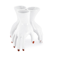 Vase handstand white/red ceramic 23x25 cm | Dekoratif Obje - Vazo