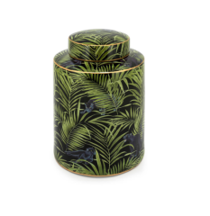 Ceramic box with puma pattern black/green S 20x20x29 cm  | Dekoratif Küp