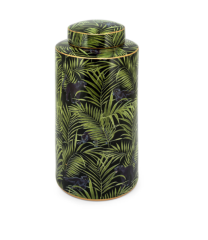 Ceramic box with puma pattern black/green L 20x20x40 cm  | Dekoratif Küp
