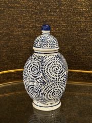 Traditional hand painted mini bleu blanc jar 12x20 cm | Dekoratif Küp