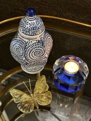 Traditional hand painted mini bleu blanc jar 12x20 cm | Dekoratif Küp