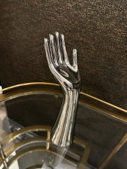 Reaching hand ceramic sculpture silver 8x11.5x31cm | Dekoratif Obje
