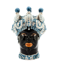 Vase moro man medium leaves blue  41 cm | Heykel - Vazo