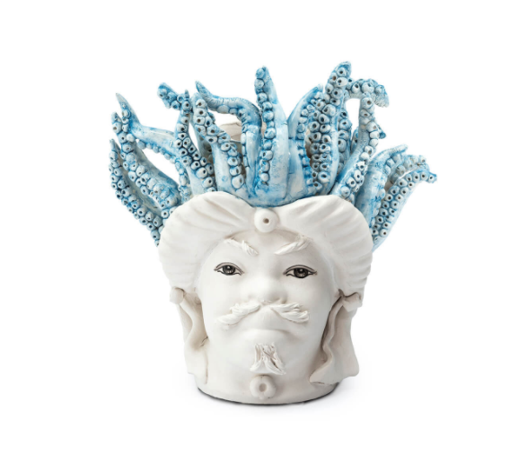 Vase moro man small blue medusa 22 cm | Heykel - Vazo