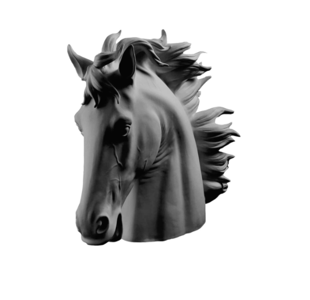 Ceramic horse head black 25x80x65 cm | Dekoratif Obje