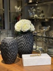 Vase pois black-white L 23x35 cm | Vazo