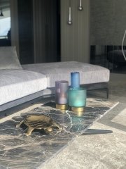 Vase ska blue gold tall 7x30 cm | Vazo - Mumluk