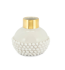 Handmade ceramic vase white gold impero round 21x18 cm | Vazo