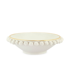 Handmade ceramic bowl white gold impero 29x8 cm | Vazo - Meyvelik