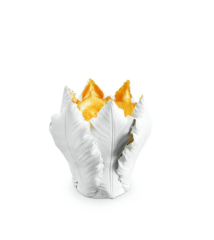 Candleholder tulip white gold S 10x11cm | El Yapımı Seramik Mumluk