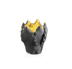 Candleholder tulip black gold S 10x11cm | El Yapımı Seramik Mumluk