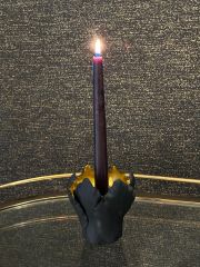 Candleholder tulip black gold S 10x11cm | El Yapımı Seramik Mumluk