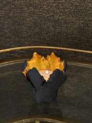 Candleholder tulip black gold S 10x11cm | El Yapımı Seramik Mumluk