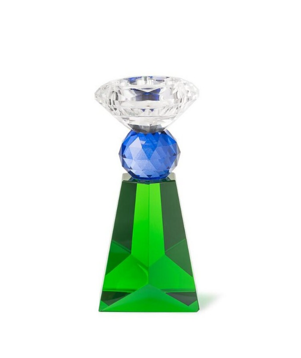 Candle Holder Sour Green Blue h:15 7x7 cm |  Şamdan | Tealight