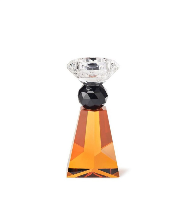 Candle Holder Sour Amber Black h:15 7x7 cm |  Şamdan | Tealight