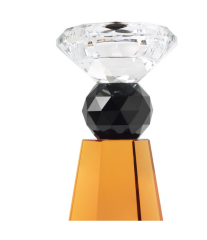 Candle Holder Sour Amber Black h:15 7x7 cm |  Şamdan | Tealight