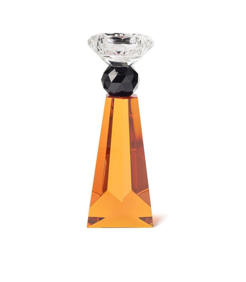 Candle Holder Sour Amber Black h:20 7x7 cm |  Şamdan | Tealight